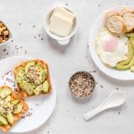 Toast with avocado and fried egg